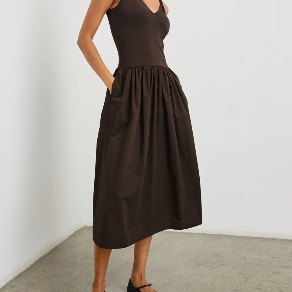 NWT - Franca Dress - Elegant Brown Sleeveless Midi Dress